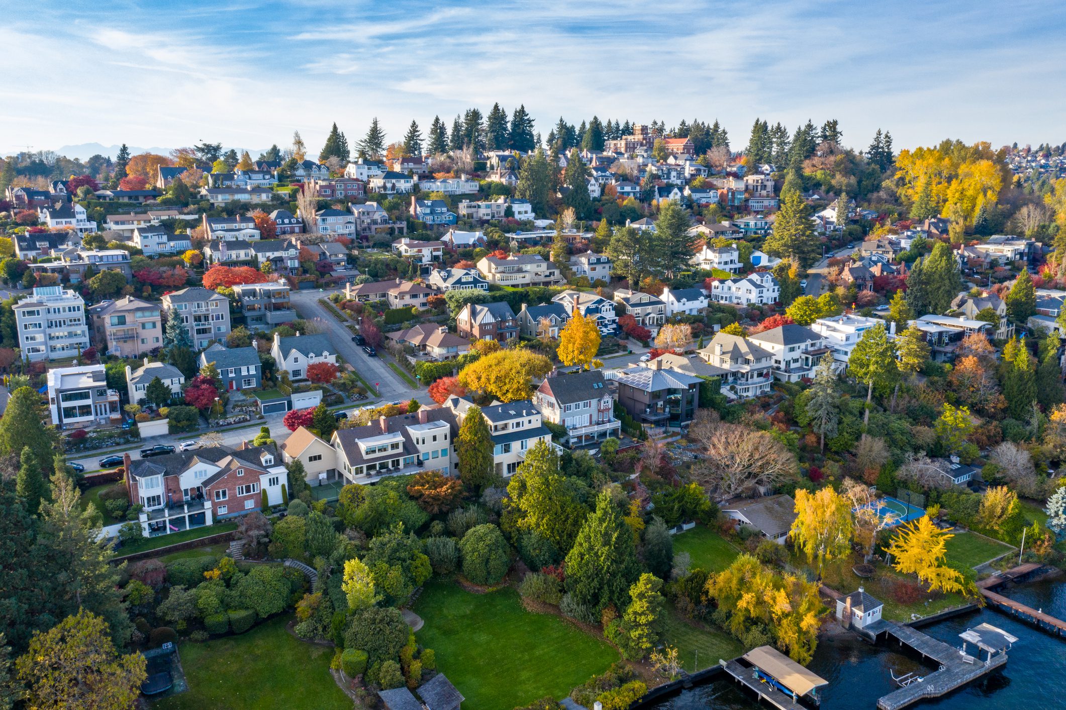 Aerial view of colorful residential area
