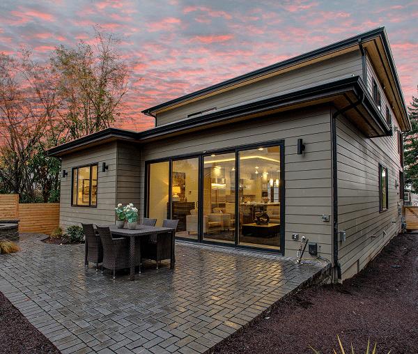 Stylish backyard with outdoor dining set
